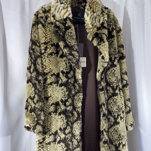 UNREAL FUR FOR FREE PEOPLE MADAM GRACE COAT SNAKE NWT NEW - Picture 9 of 15